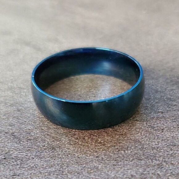 Personalized Engraved Men's Blue Ring  Band - Engraved Ring For Guys - Picture 3 of 6